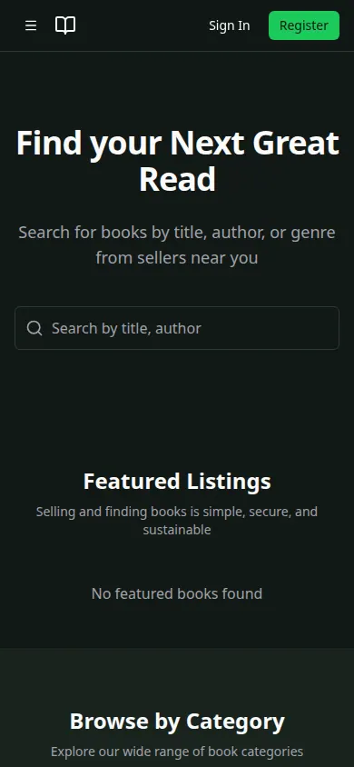 Book Locator responsive book search interface on mobile